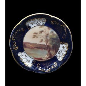 ARPO Romanian Cobalt Blue Porcelain Hand Painted Collectors Plate ~ 6.5" Diam.